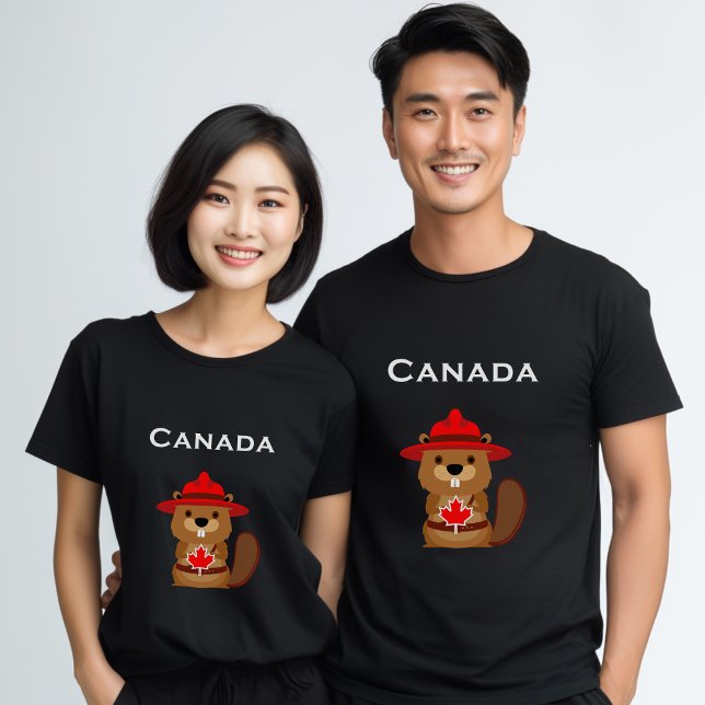 T-shirt Castor Canada mignon avec feuille d'érable couleur (Créateur téléchargé)