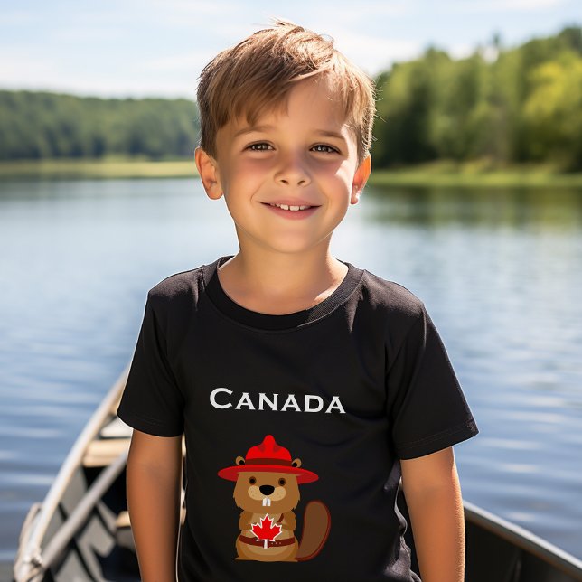 T-shirt Castor Canada mignon avec feuille d'érable couleur (Créateur téléchargé)