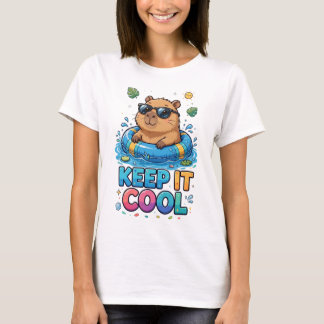 T-shirt Castor cool dans la piscine avec des lunettes