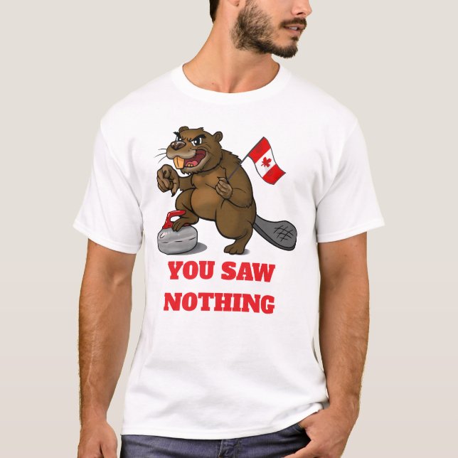 T-shirt Castor de curling avec drapeau (Devant)