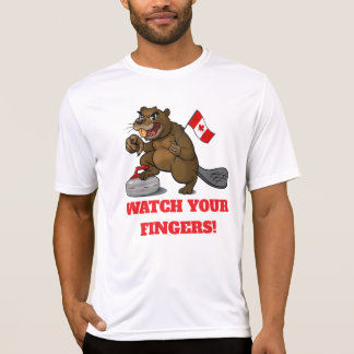 T-shirt Castor de curling avec drapeau - attention à vos d