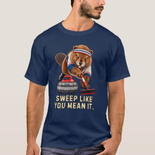 T-shirt Castor déterminé Curling Humour