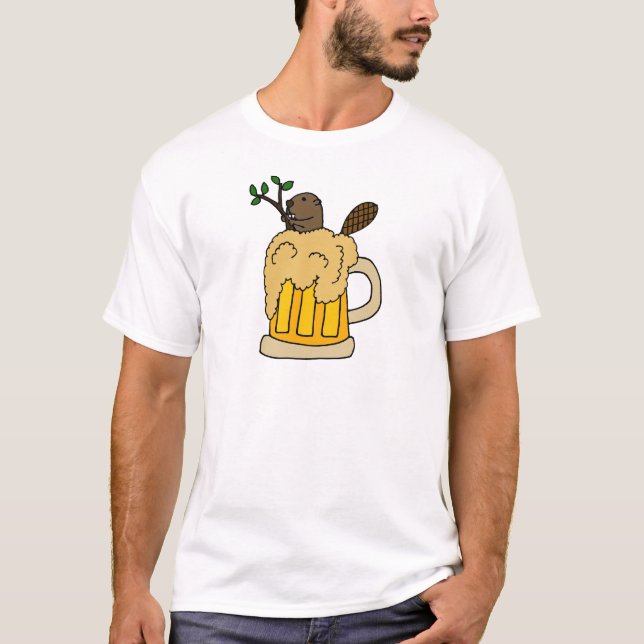 T-shirt Castor drôle dans la tasse de bière (Devant)