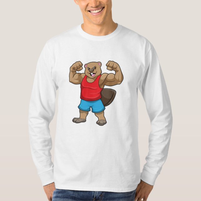T-shirt Castor en Bodybuilder avec gros bras (Devant)