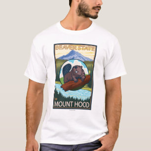 T-shirt Castor et capot de Mt., affiche de voyage