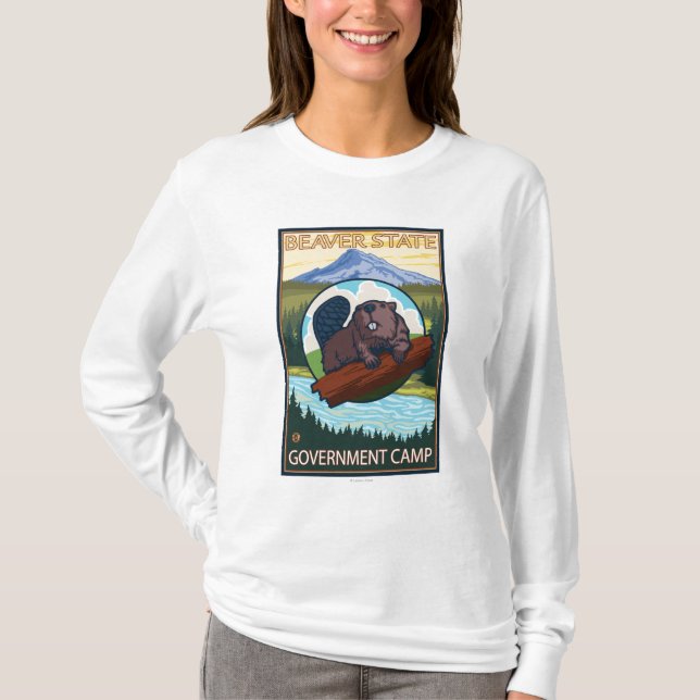 T-shirt Castor et capot de Mt. - camp de gouvernement, (Devant)