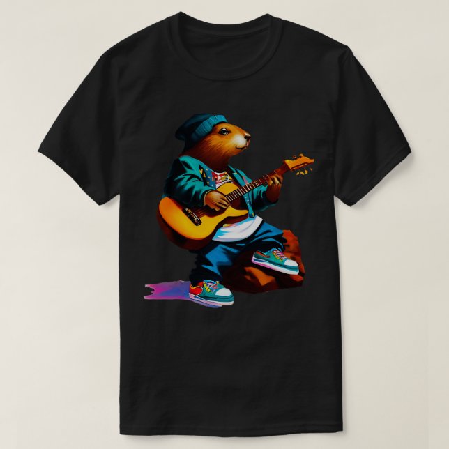 T-shirt Castor et guitare (Design devant)