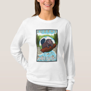 T-shirt Castor et rivière - Eugene, Orégon