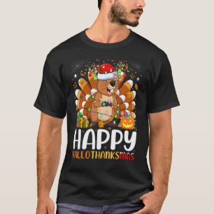 T-shirt Castor Halloween Noël Joyeux Hallothanksmas