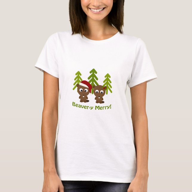 T-shirt Castor-y Noël ! Castors de Noël (Devant)