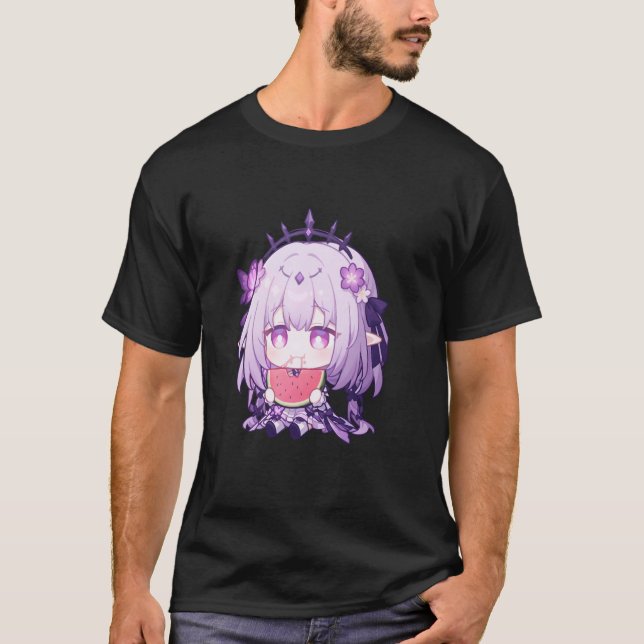 T-shirt Castorice Chibi Dan Heng Marth 7e Jeux HSR Gacha (Devant)
