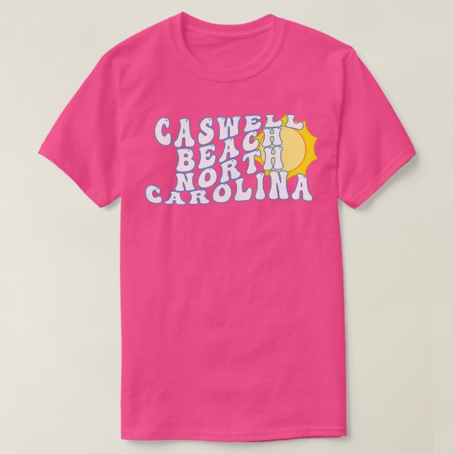 T-shirt Caswell Beach North olina Retro Wavy 1970 Texte (Design devant)