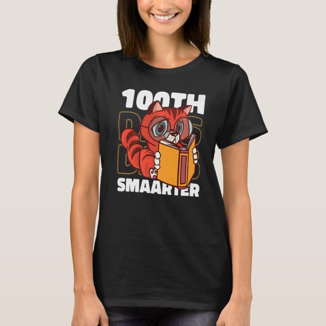 T-shirt Cat 100th Days Smarter pour l'école (Devant)