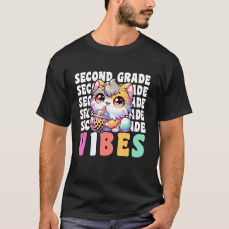 T-shirt Cat 2e grade Vibes Girls pour le premier jour de 2