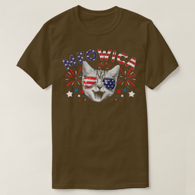 T-shirt Cat 4th Of July American Flag Meowica Patriotic Ca (Design devant)