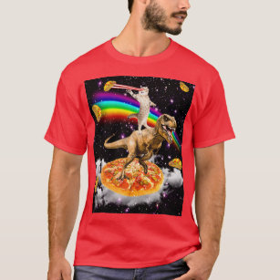 T-shirt Cat à oeil laser galaxie sur Dinosaure sur Pizza a