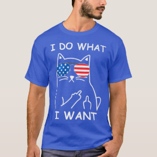 T-shirt Cat America Drapeau lunettes IDo What IWantCats