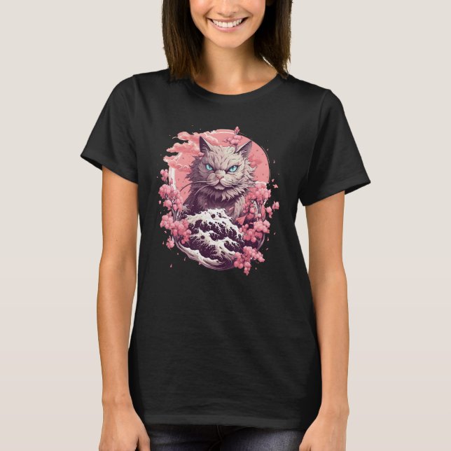 T-shirt Cat Among Cherry Blossoms  Japanese Cat (Devant)