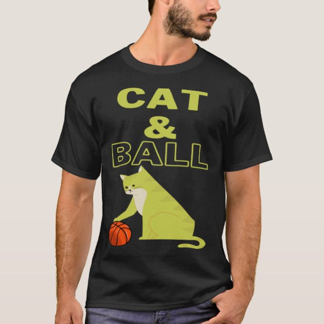 T-shirt Cat and Ball cat holding a basketball with its paw (Devant)