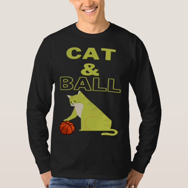 T-shirt Cat and Ball cat holding a basketball with its paw (Devant)