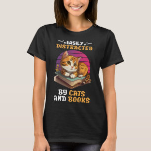 T-shirt Cat and Reading Cat Fans de chats Livres booknerLi