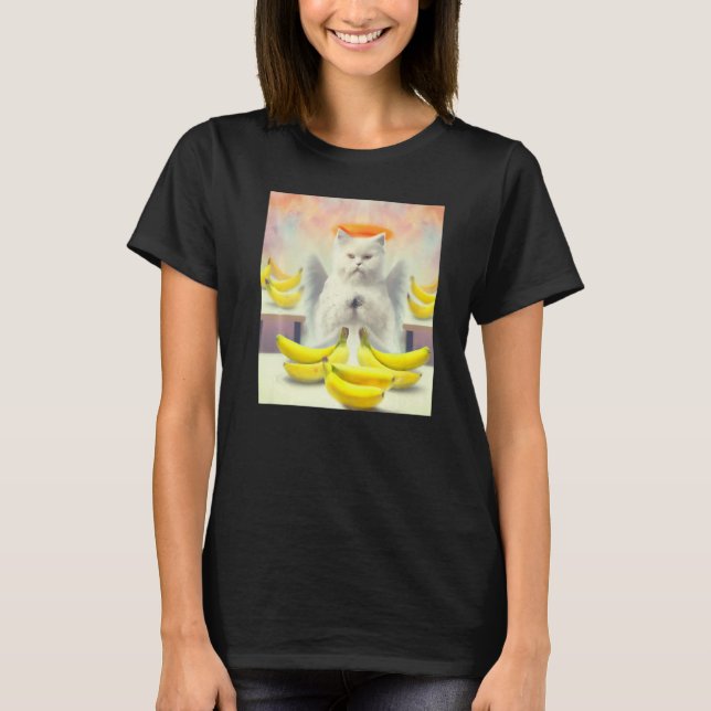 T-shirt Cat angel artwork meow kitty portrait cute banana  (Devant)