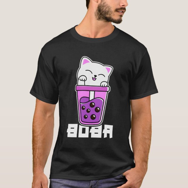 T-shirt Cat Anime Buble Tea Boba Neko Kawaii N (Devant)