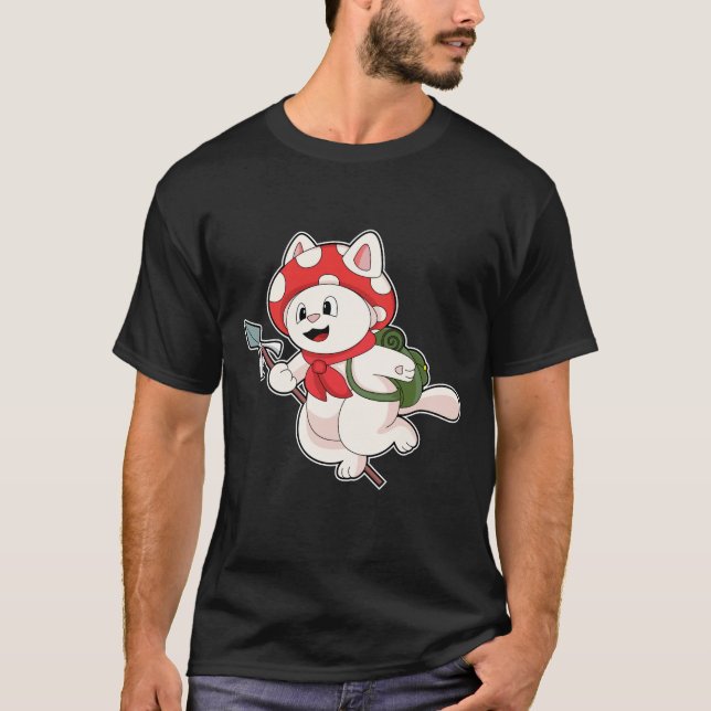 T-shirt Cat as Mushroom picker with Mushroom (Devant)