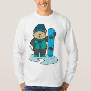 T-shirt Cat as Snowboarder