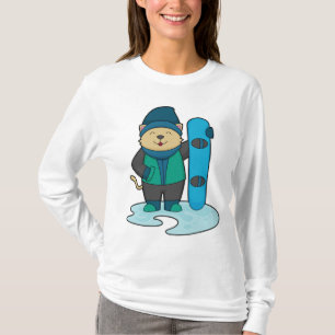 T-shirt Cat as Snowboarder