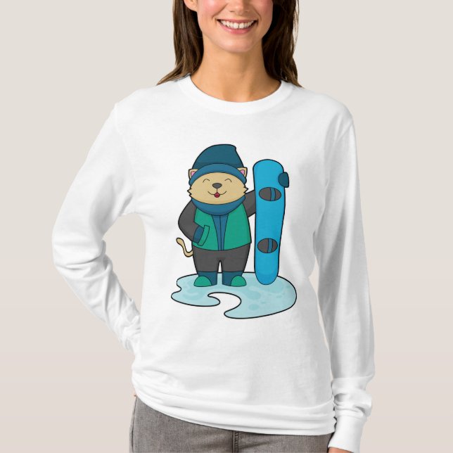 T-shirt Cat as Snowboarder (Devant)