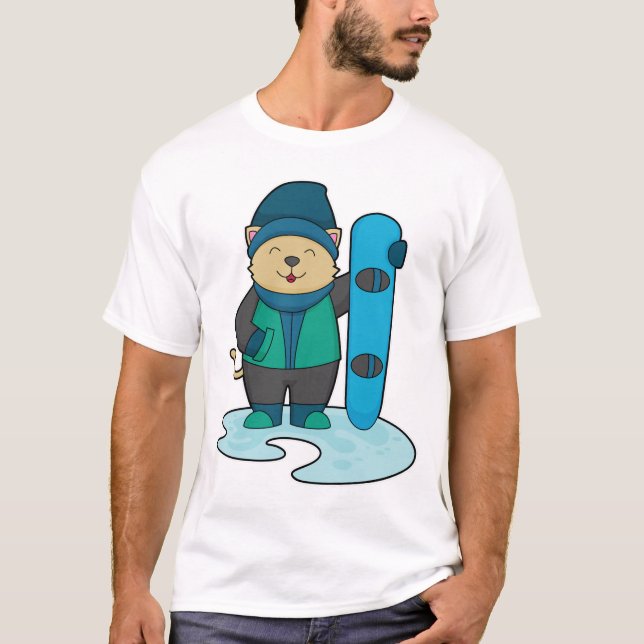 T-shirt Cat as Snowboarder (Devant)
