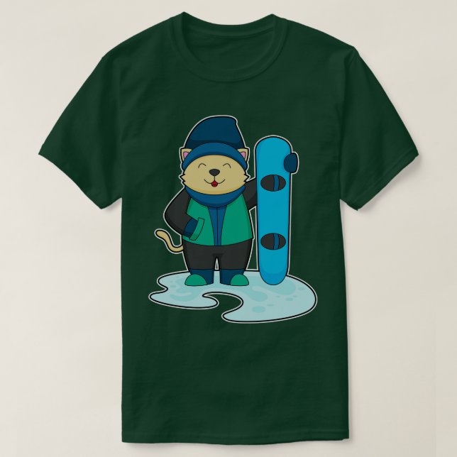 T-shirt Cat as Snowboarder (Design devant)