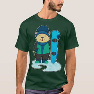 T-shirt Cat as Snowboarder