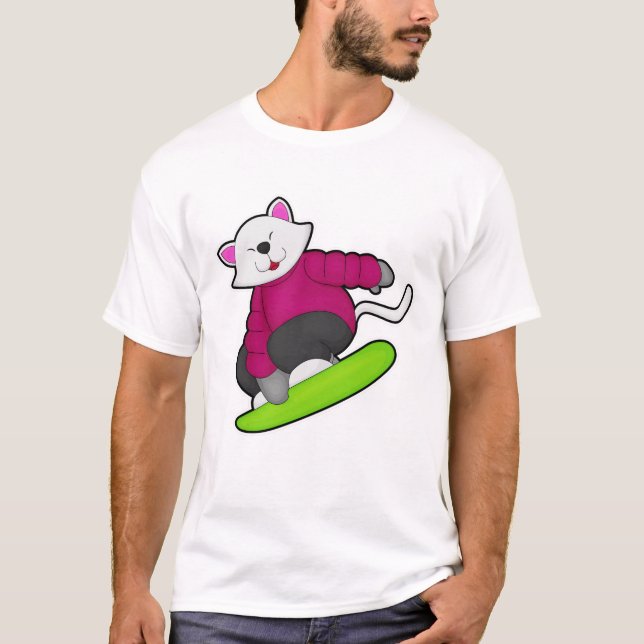 T-shirt Cat as Snowboarder (Devant)