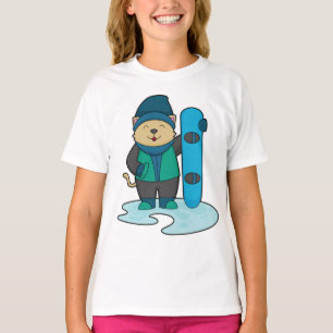 T-shirt Cat as Snowboarder