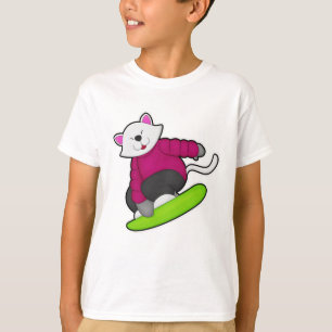 T-shirt Cat as Snowboarder