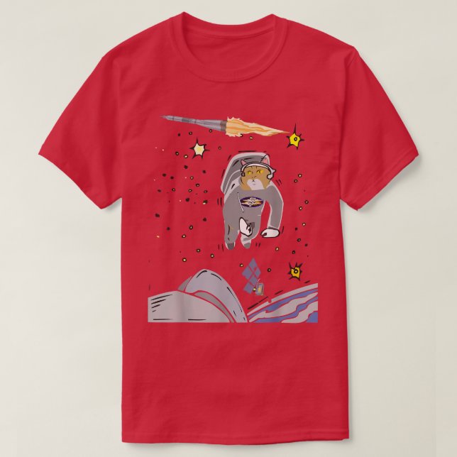 T-shirt Cat Astronaut Star Chat Dans L'Astronome Spatiale  (Design devant)
