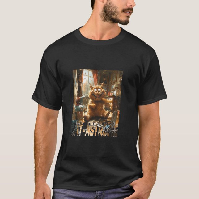 T-shirt Cat-Astrophe - graphique de chat drôle avec jeu de (Devant)