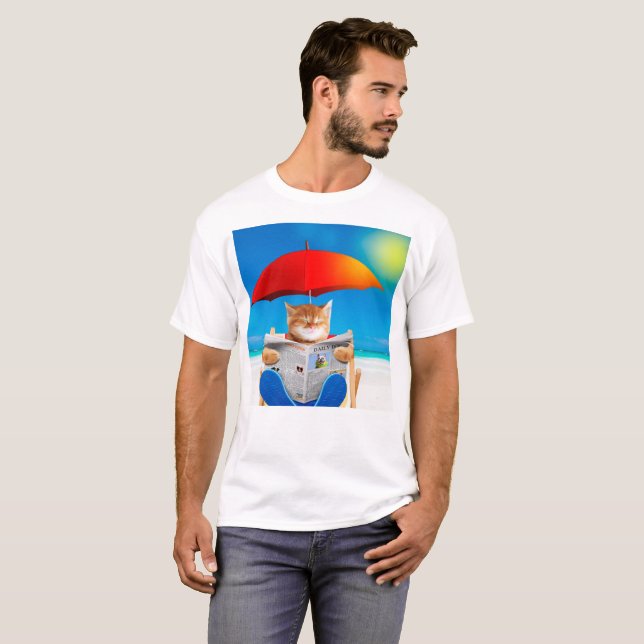 T-shirt Cat At The Beach Lit Journal (Devant entier)
