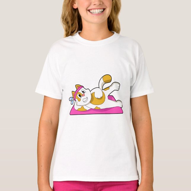 T-shirt Cat at Yoga Exercice d'étirement (Devant)