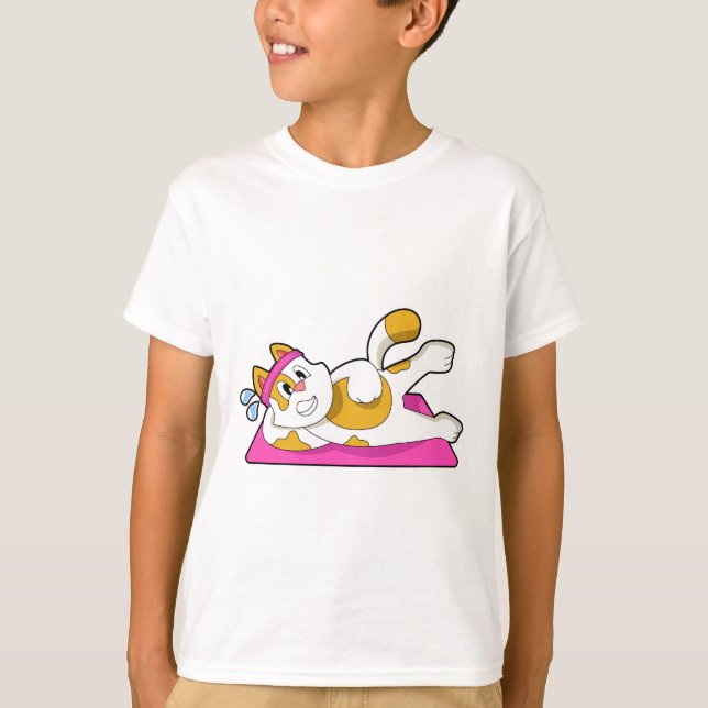 T-shirt Cat at Yoga Exercice d'étirement (Devant)
