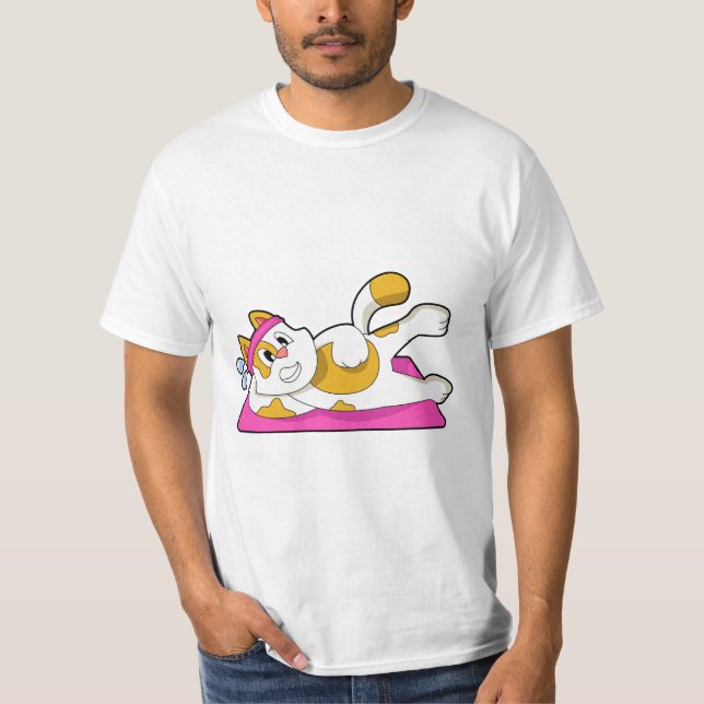 T-shirt Cat at Yoga Exercice d'étirement (Devant)