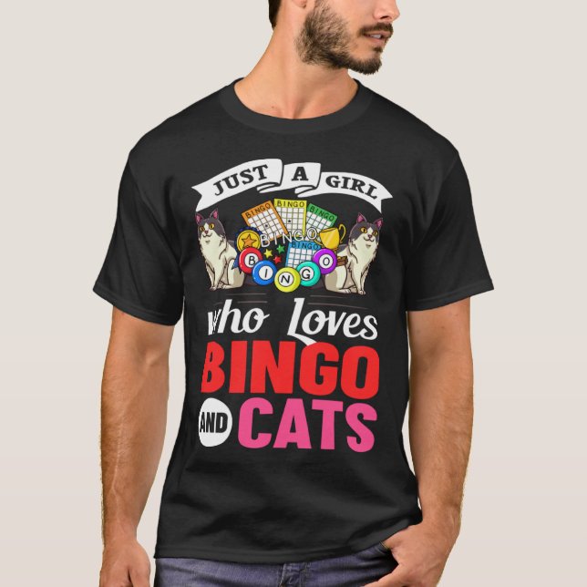 T-shirt Cat Bingo Game Player Caller Card Board Balls (Devant)