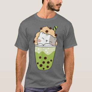 T-shirt Cat boba matcha Boba bubble thé adorable anime kaw