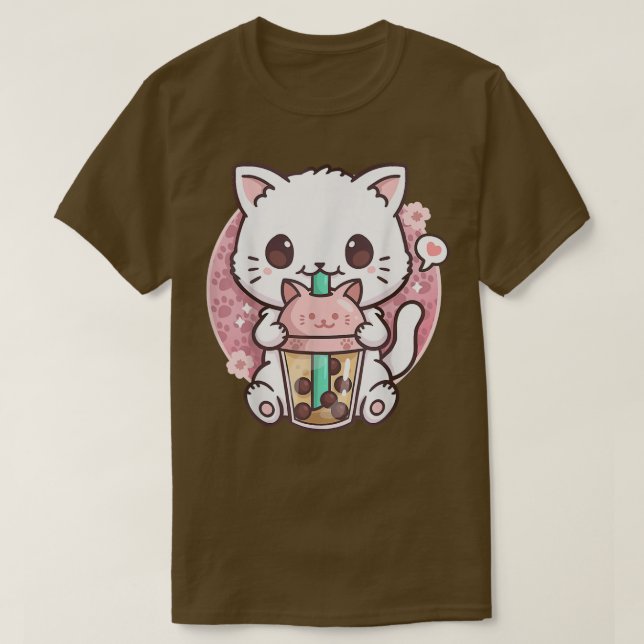 T-shirt Cat Boba Tea Bubble Tea Anime Kawaii Neko Venin (Design devant)