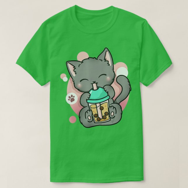 T-shirt Cat Boba Tea Bubble Tea Anime Kawaii Neko Venin (Design devant)
