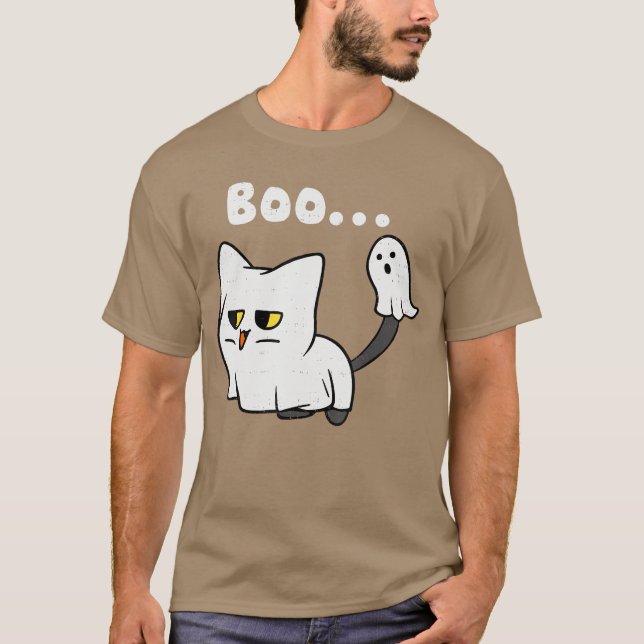 T-shirt Cat Boo Ghost Cute Kitty Spooky Funny Halloween Me (Devant)