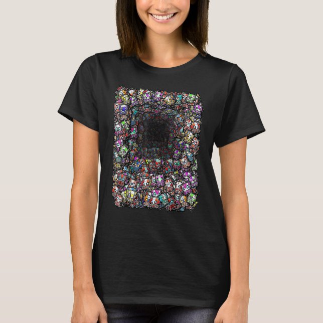 T-shirt Cat Bots Squared  Cute Alien Cat Robots Optical Il (Devant)