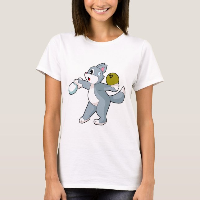 T-shirt Cat Bowling Bowling ball Bowling pin (Devant)